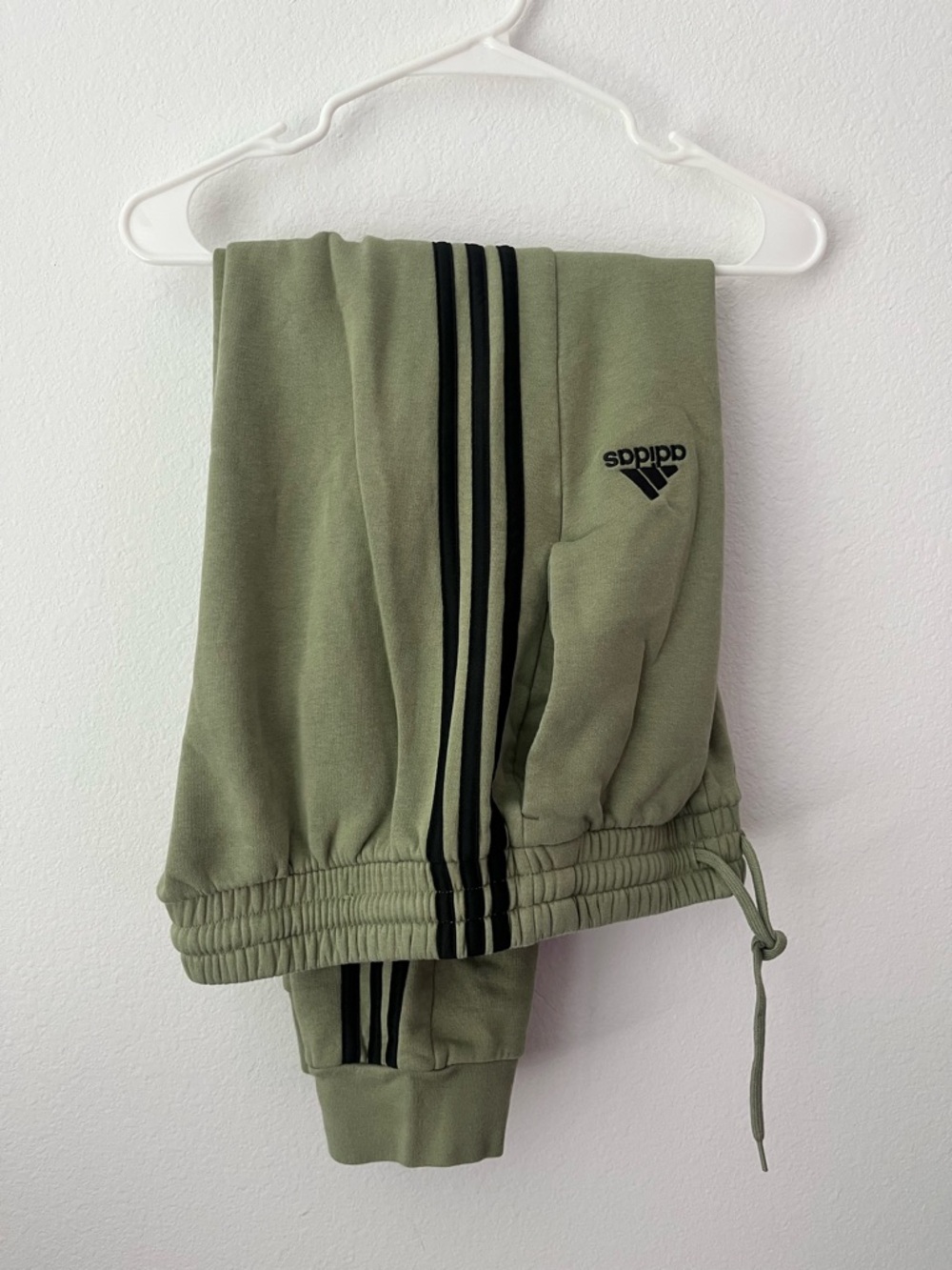 adidas Olive Green Joggers with Black Stripes